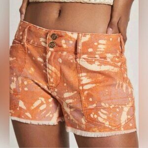 Anthropologie Pilcro The Wanderer shorts orange cream pattern size 27 NWT